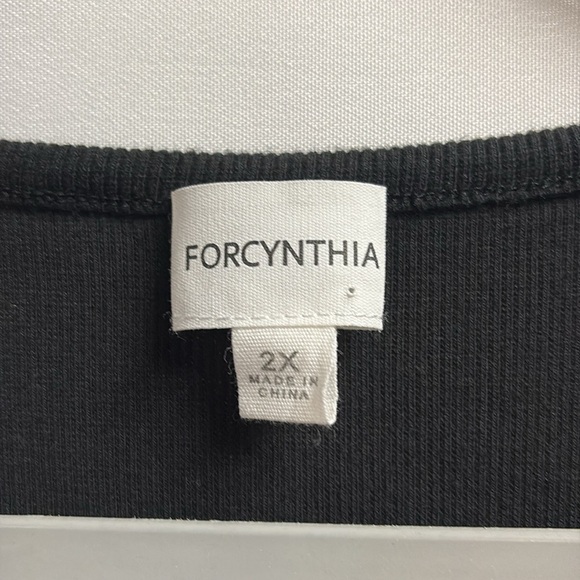 ForCynthia Linen Blend Zip Front Midi Dress Black Size 2X NWT - Picture 8 of 8